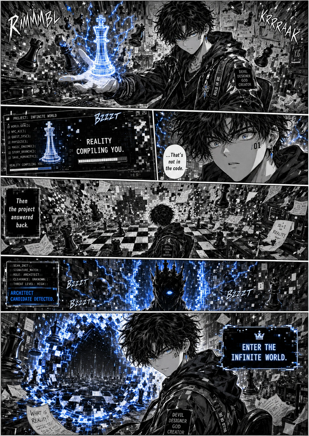 Page 2 of YASHIMAGATORU, where Yash's project answers back and opens the Infinite World.